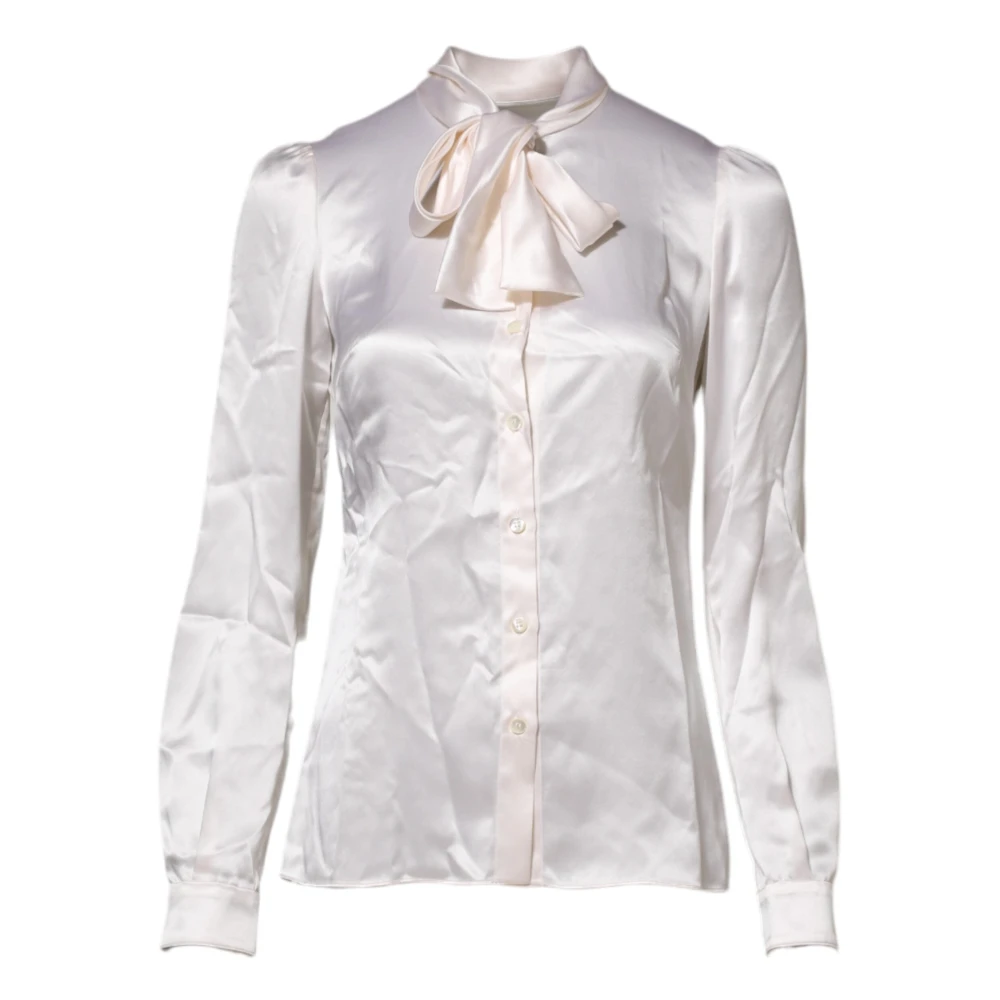 Dolce & Gabbana Women's White Silk Long Sleeve Blouse Top - Shirts - 2XS - Blouses & Shirts