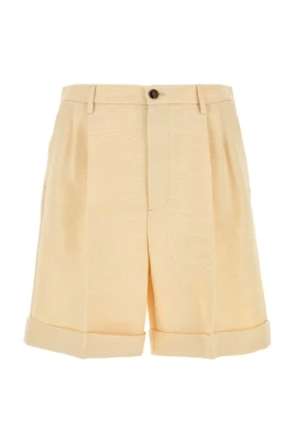 Cream Jute Bermuda Shorts