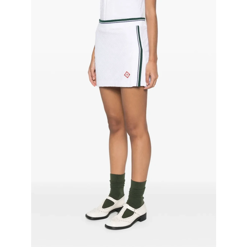 Casablanca Monogram Minirok Wit Geribbelde Elastische Taille White Dames