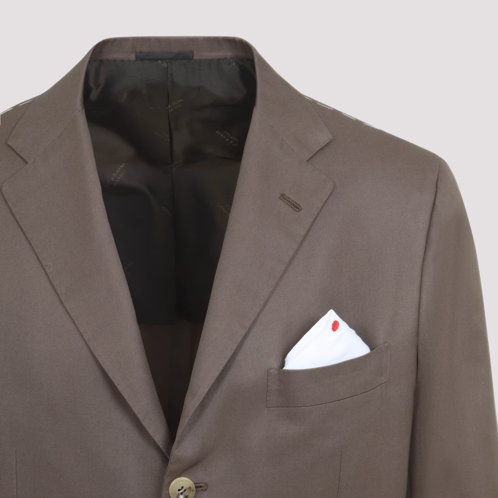 Kiton Bruin Katoenen Pak Verfijnde Stijl Brown Heren