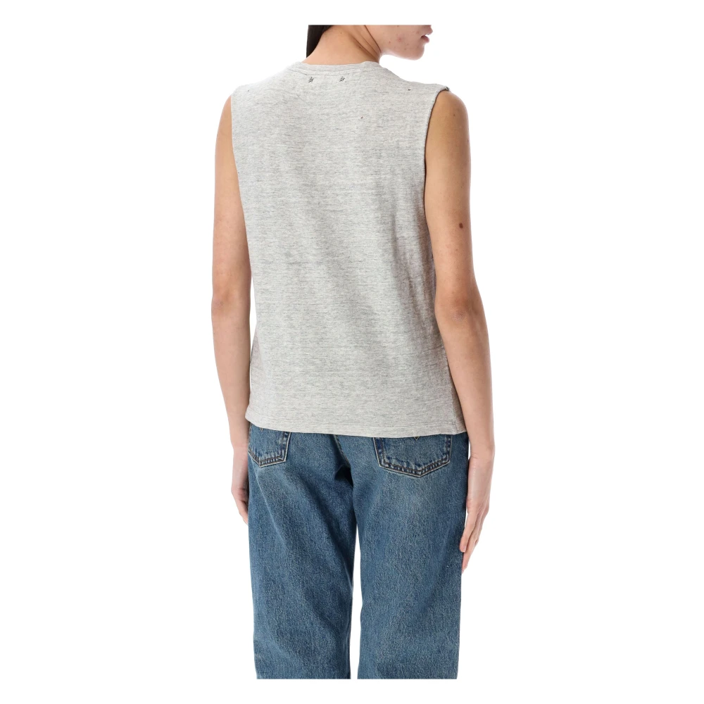 Golden Goose Distressed Mouwloze T-Shirt Gray Dames