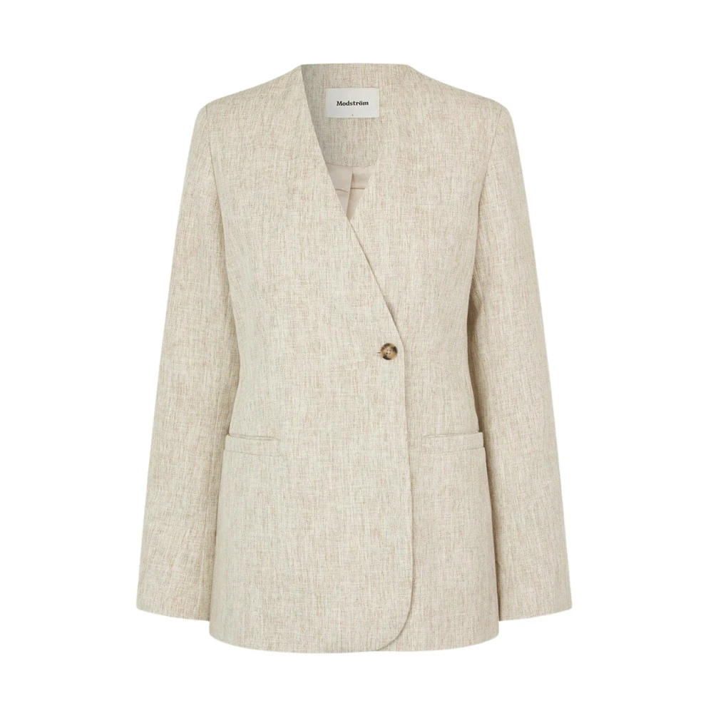 Modström Asymmetrische Knoop Blazer met Split Beige Dames