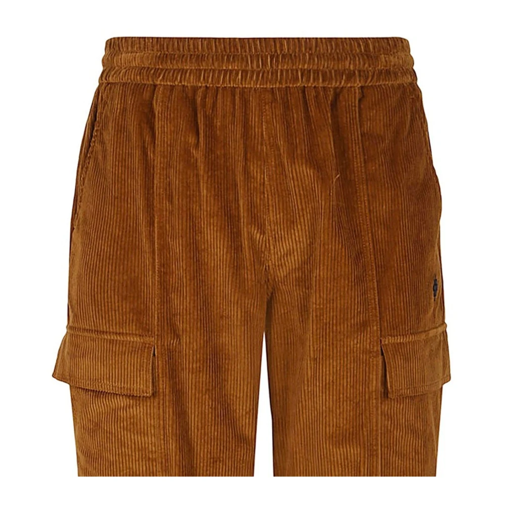 Marcelo Burlon Fluwelen broek met elastische taille en manchetten Brown Dames