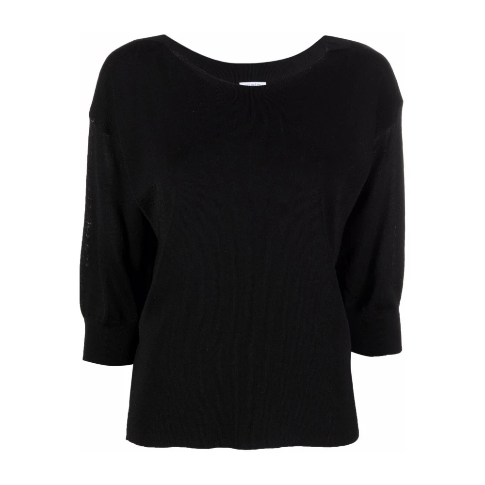 Malo Casual Zwarte Sweater met Viscose Katoen Black Dames