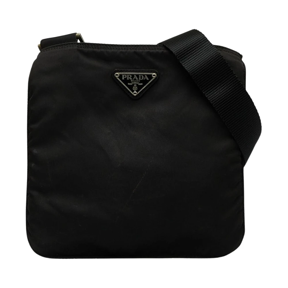 Prada Vintage Women's Black Pre-Owned Tessuto Crossbody Bag