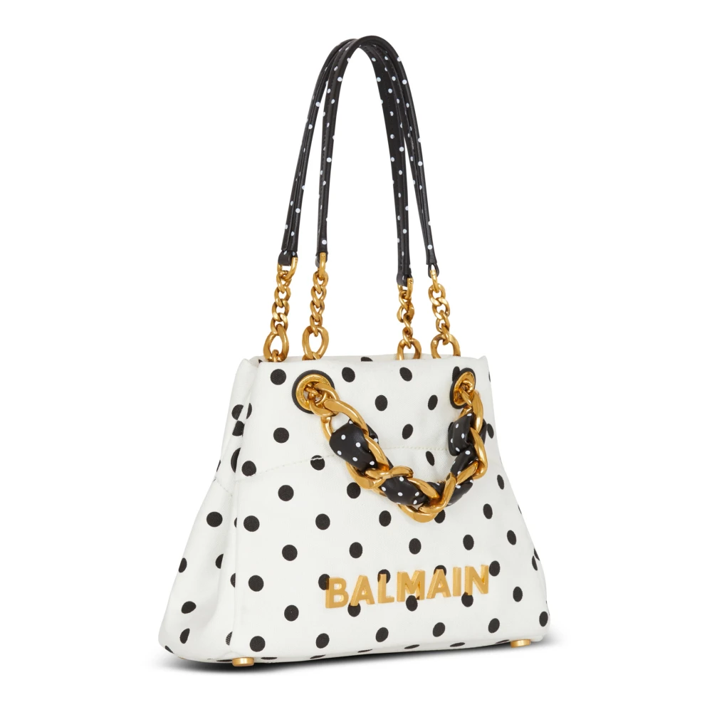 Balmain Kleine 1945 Zachte tote tas in polka dot canvas White Dames