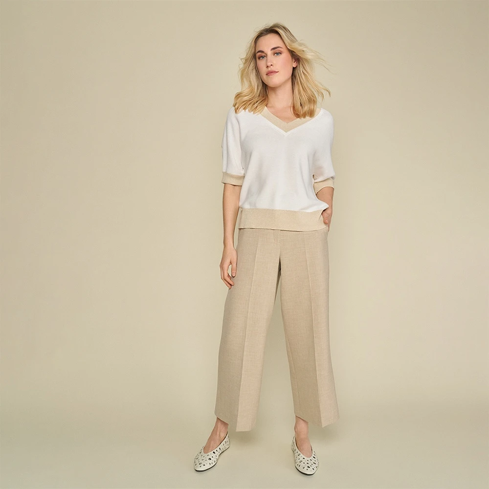 Marie Méro Beige Wijde Pijp Broek voor Zomer Brown Dames