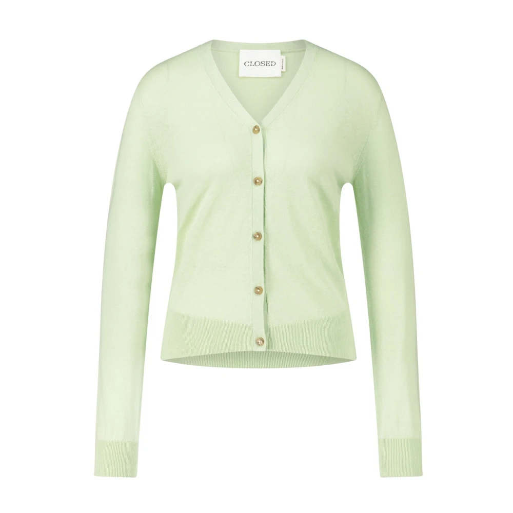 Closed Lichte Gebreide Vest met Linnen Green Dames