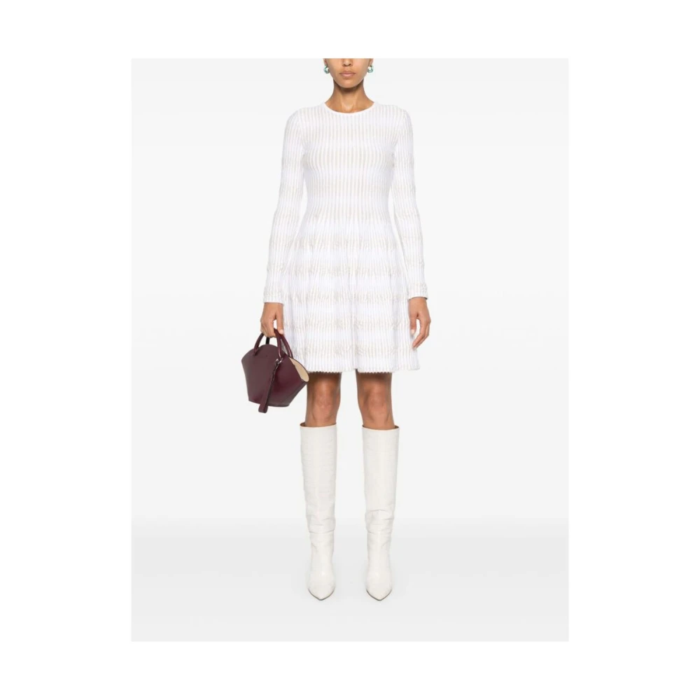 Antonino Valenti Metallic Draad Jacquard Gebreide Jurk White Dames