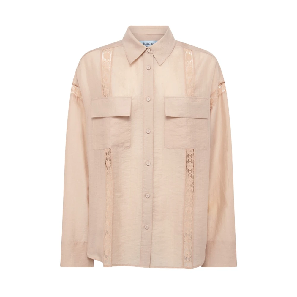 Blugirl Donna Beige - Camicia In Lyocell E Pizzo - Blouses & Shirts - L