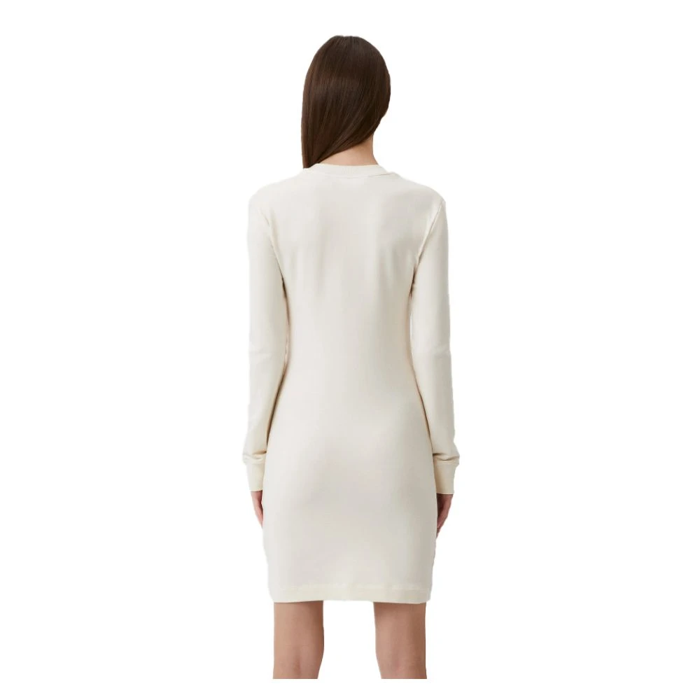 Love Moschino Elegante witte katoenen jurk met metallic logo White Dames
