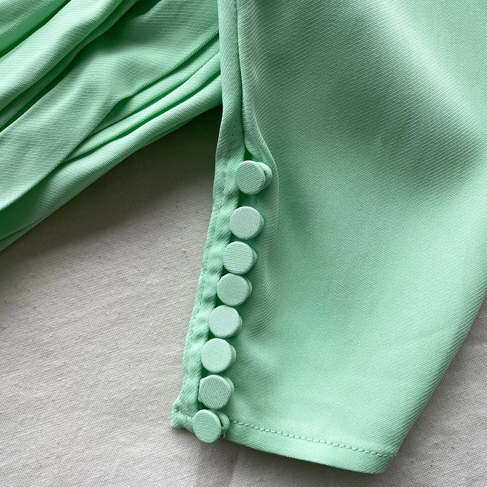 Self Portrait Spearmint Stretch Crêpe Gesneden Top Green Dames
