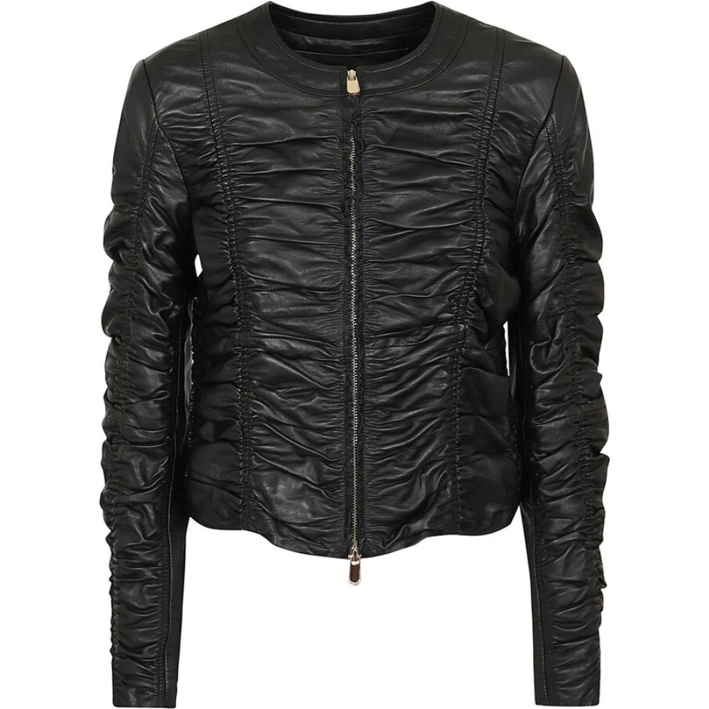 Pinko Leather Jackets Black Dames