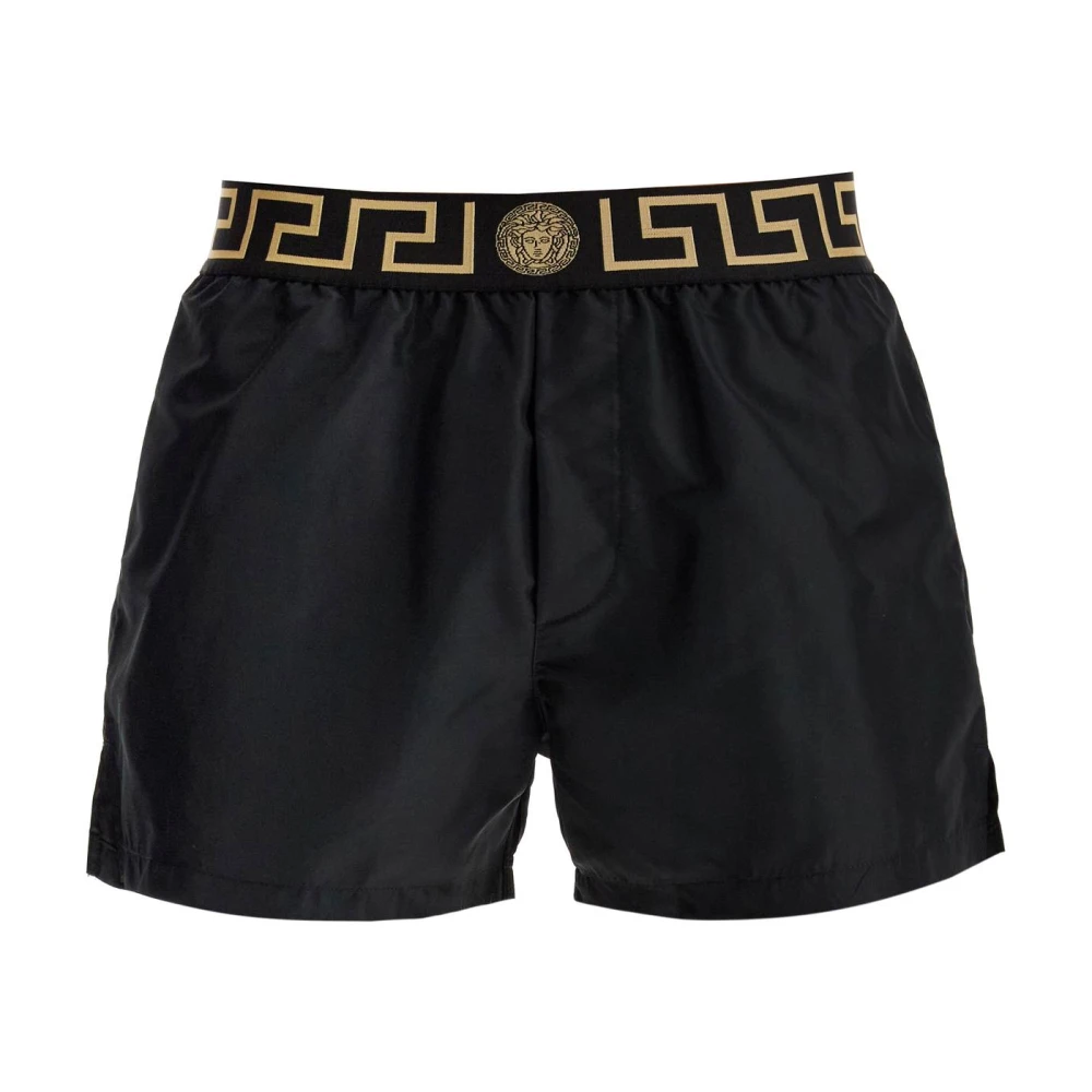 Versace Zwembroek met Greca-patroon Black Heren