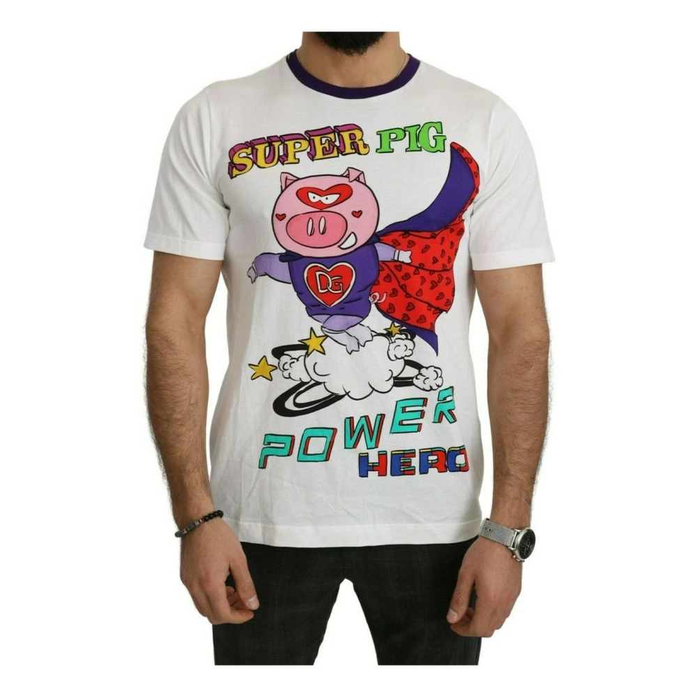 Dolce & Gabbana Men's White 2019 Year Of The Pig T-Shirt