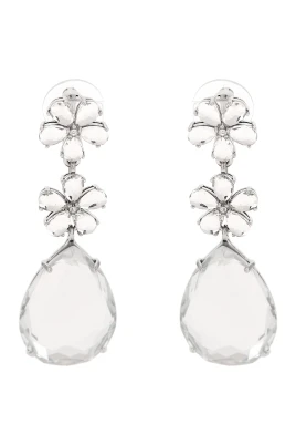 Crystal Flower Tiered Earrings