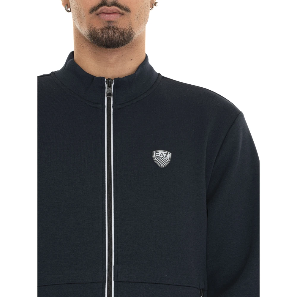 Emporio Armani EA7 Contrast Zip Sweatshirt met Zijlogo Blue Heren