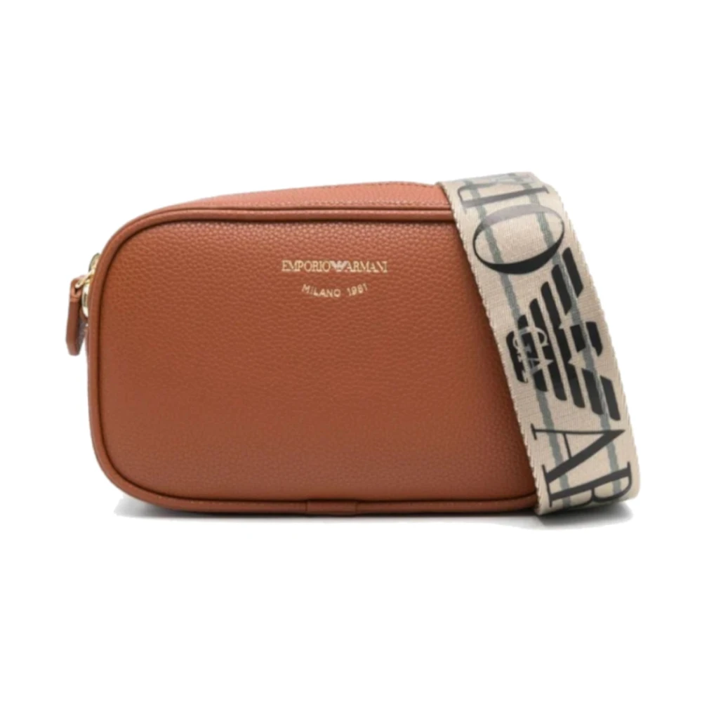 Emporio Armani , Cross Body Bags, Female, Brown, One Size, Mini Bag With Adjustable Strap And Logo Lettering