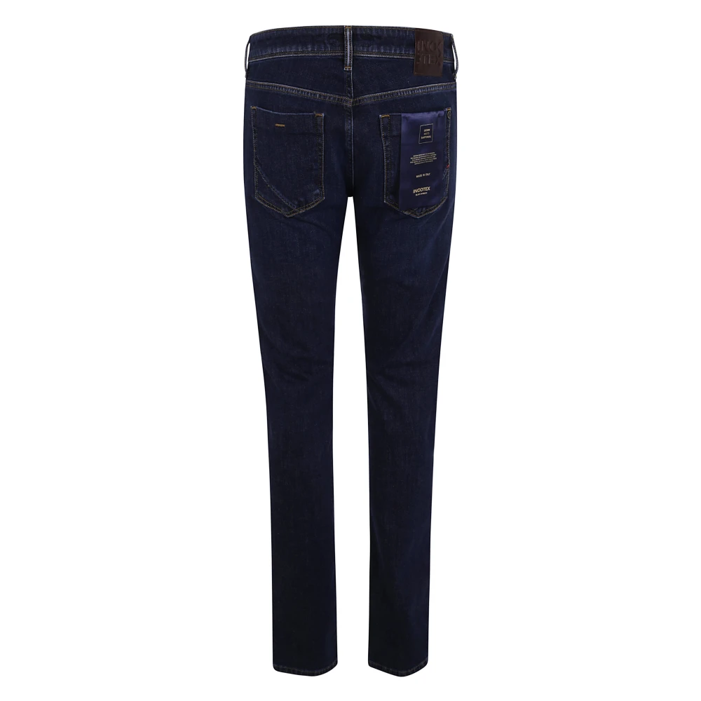 Incotex Denim Straight Gewassen Jeans Blue Heren