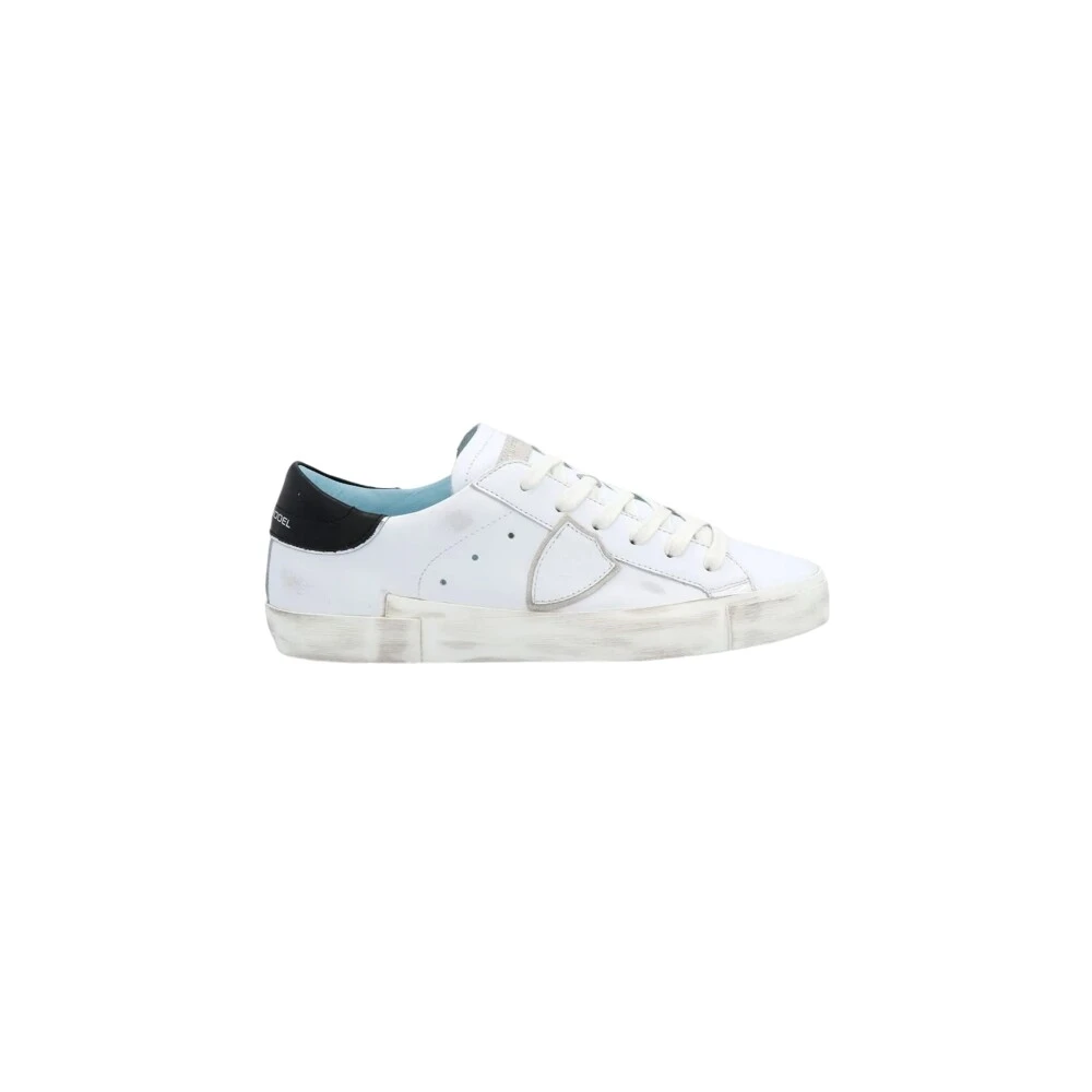 Philippe Model Women's White Sneakers, 5 Uk, Low Top Trainers With Distressed Detailing