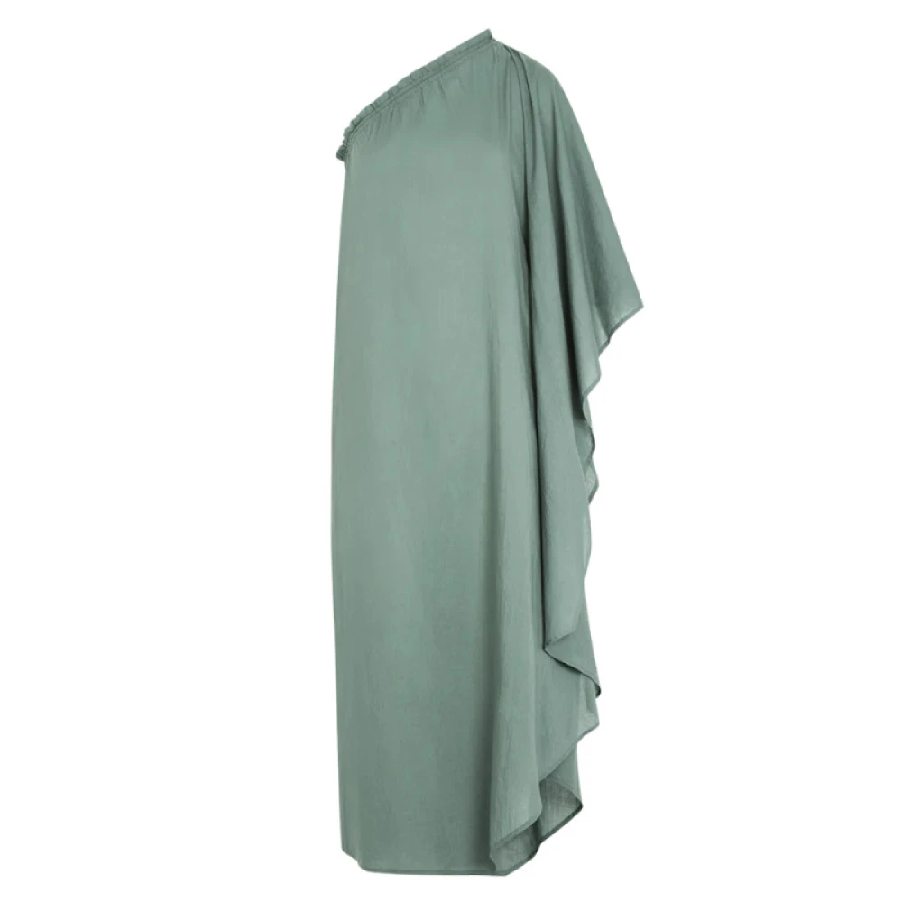 Mare Di Latte Asymmetrische katoenen kimono met riem Green Dames