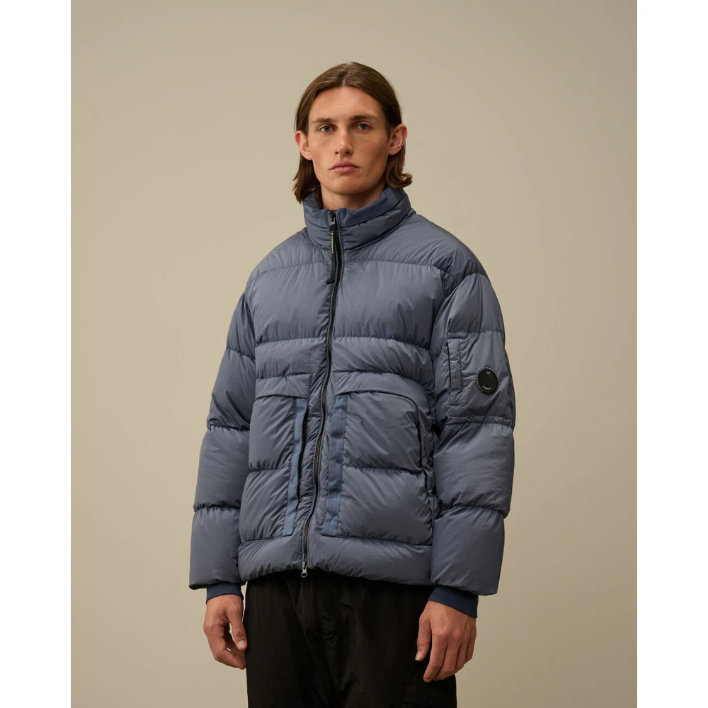 C.P. Company Stijlvolle Medium Jas Zonder Capuchon Blue Heren