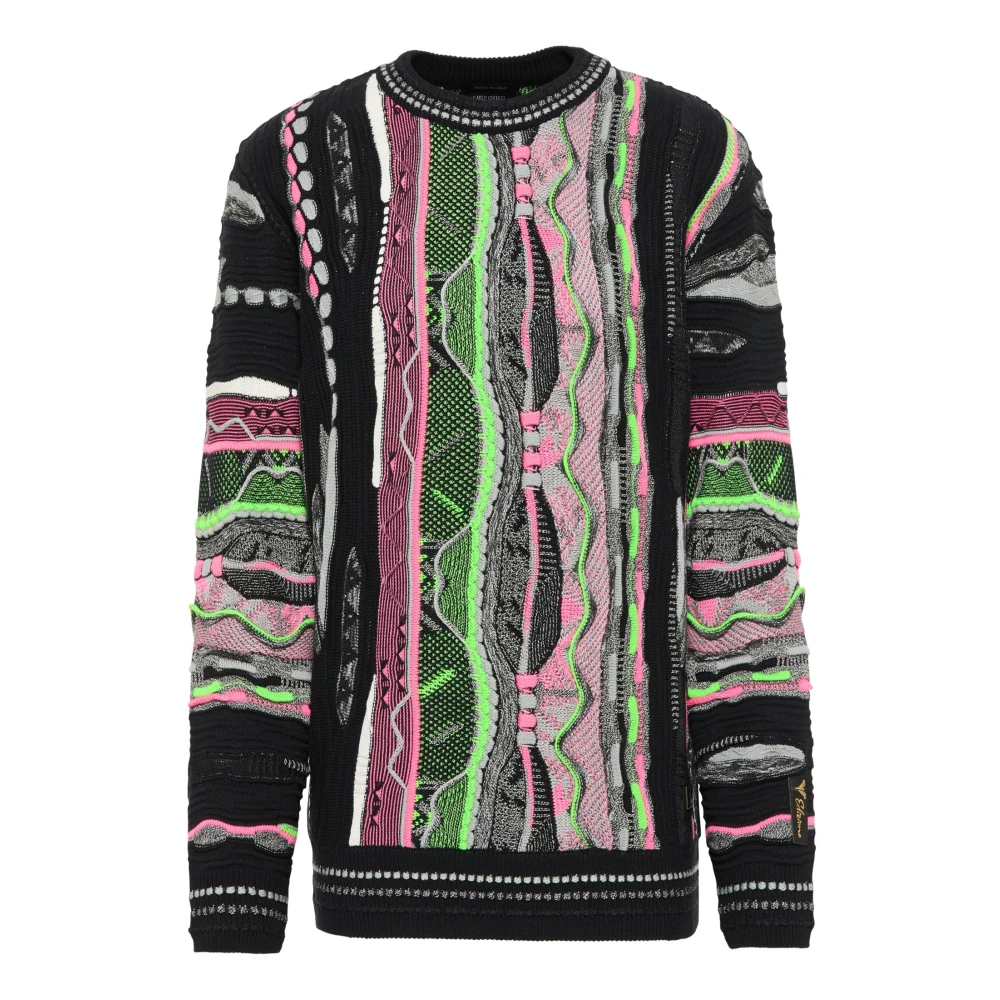 Carlo Colucci Men's Black Neon Colored Edizione Knit Sweater