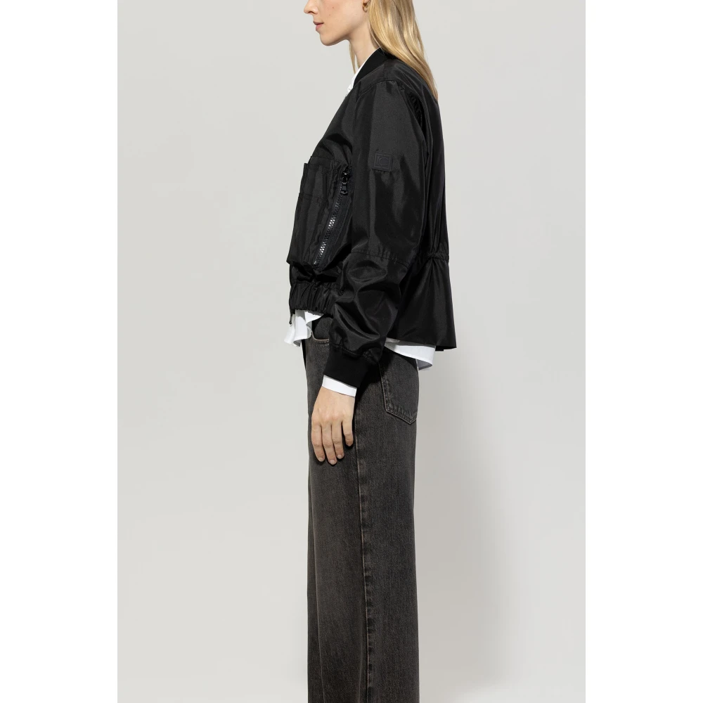 LUISA CERANO Korte blouson met tweewegrits Black Dames