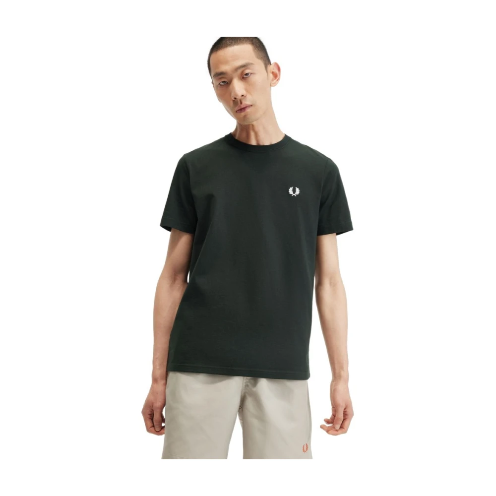 Fred Perry Groene Logo Tee Geborduurde Stijl Green Heren