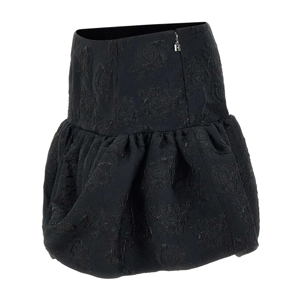 Rotate Birger Christensen Jacquard Minirok met Bloemenborduursel Black Dames