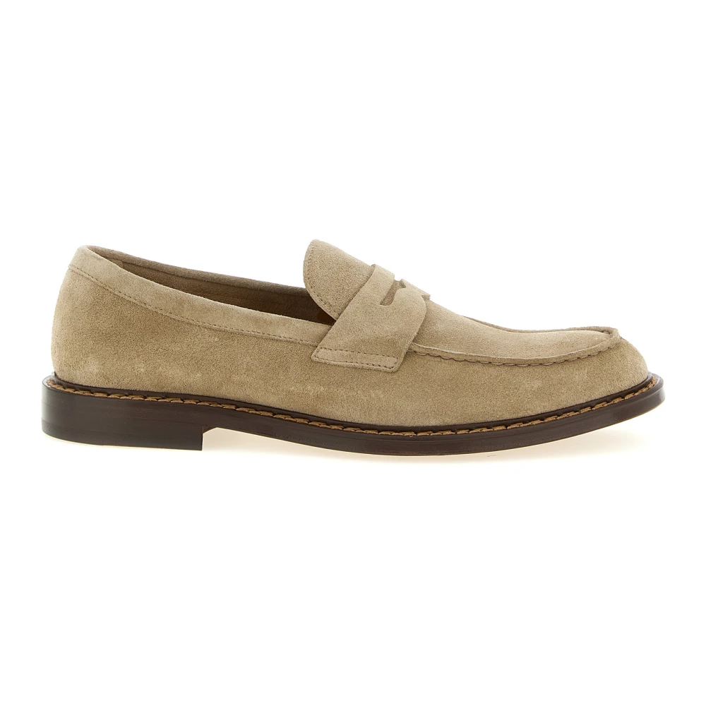 Doucal's Beige Loafers, Male, 10 Uk, Suede Loafer