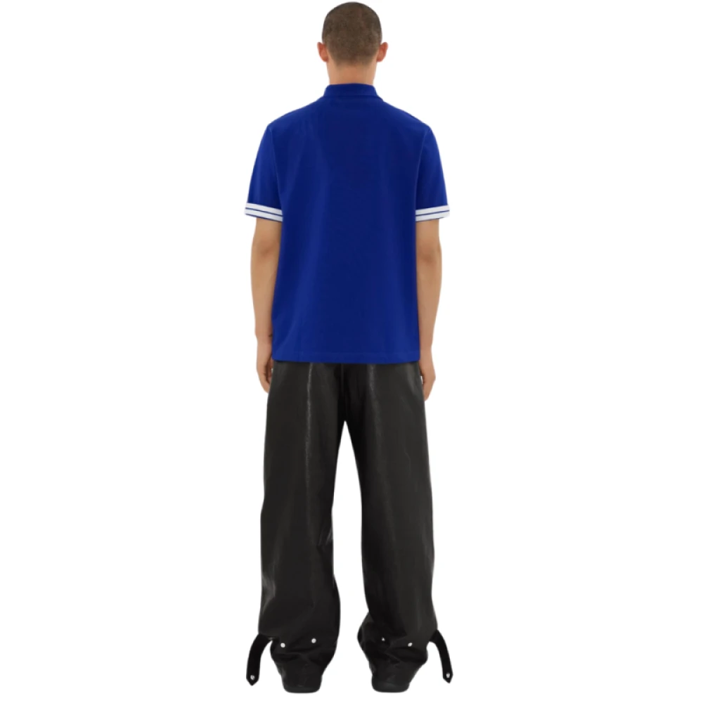 Burberry Blauw Polo Shirt met Witte Omkeerbare Kraag Blue Heren