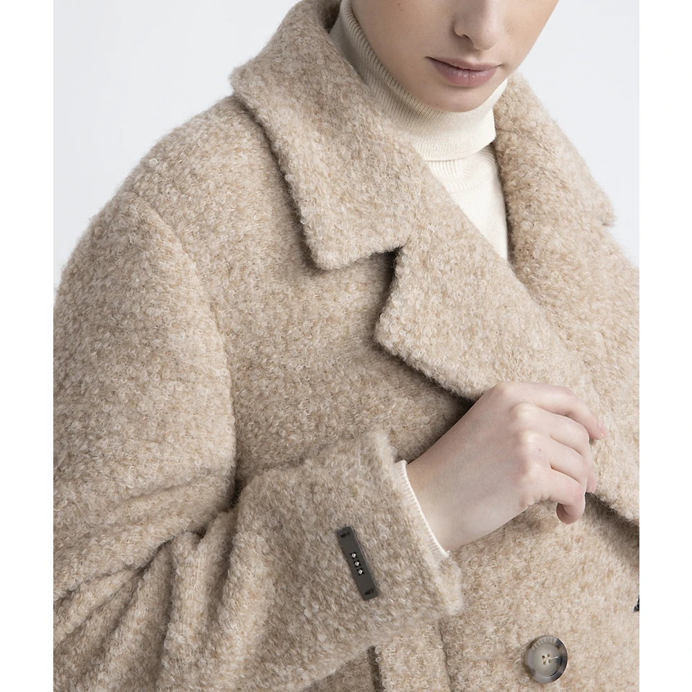 PESERICO Wollen en alpaca cropped jas Brown Dames