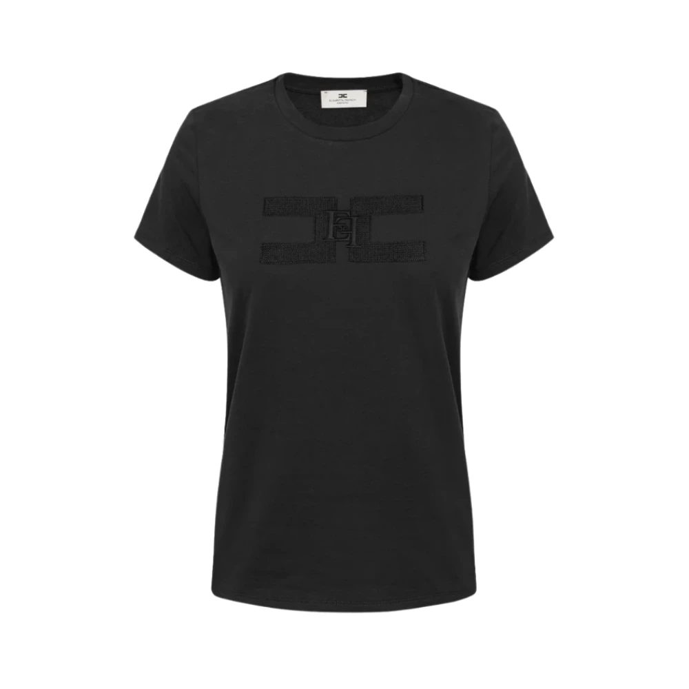 Elisabetta Franchi Black T-Shirts, Female, S, Cotton Jersey T-Shirt