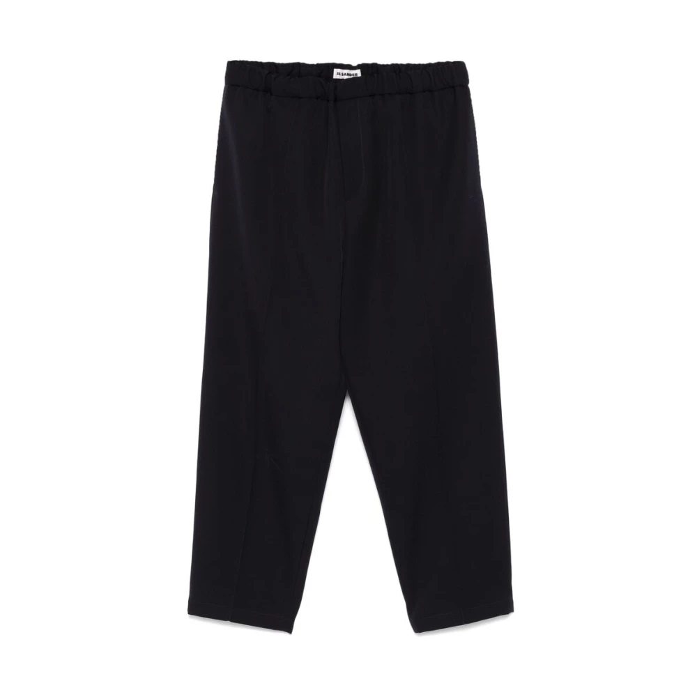 Jil Sander Navy Blue Elastische Taille Broek Blue Heren