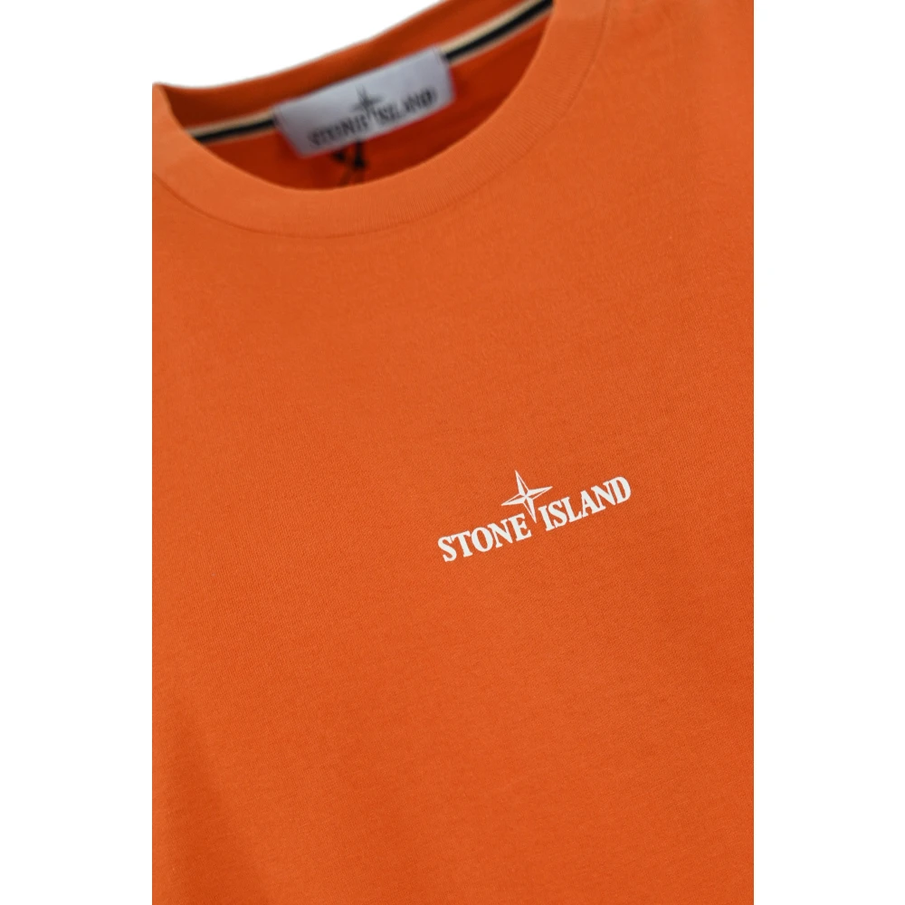 Stone Island Oranje Print T-shirt voor Heren Orange Heren