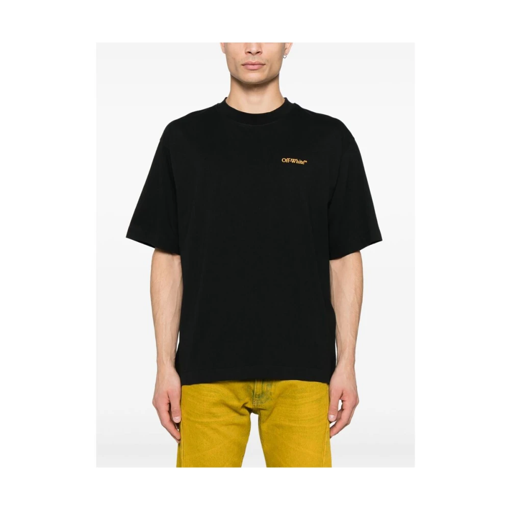 Off White Zwart Logo Print Pijl T-shirt Black Heren