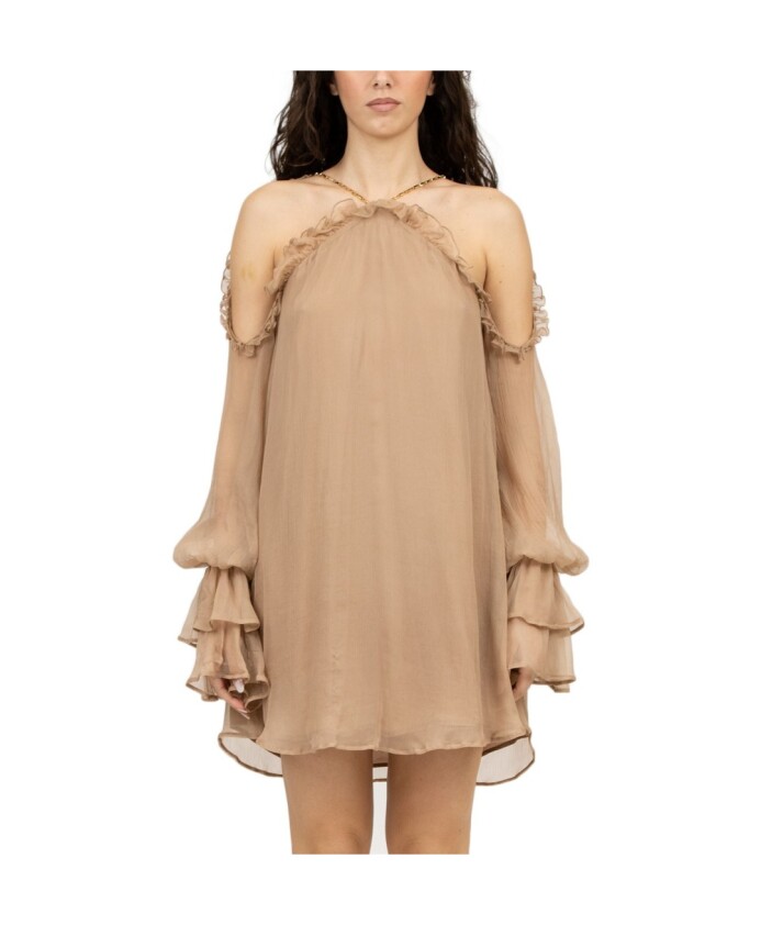 korte-beige-zijden-georgette-jurk
