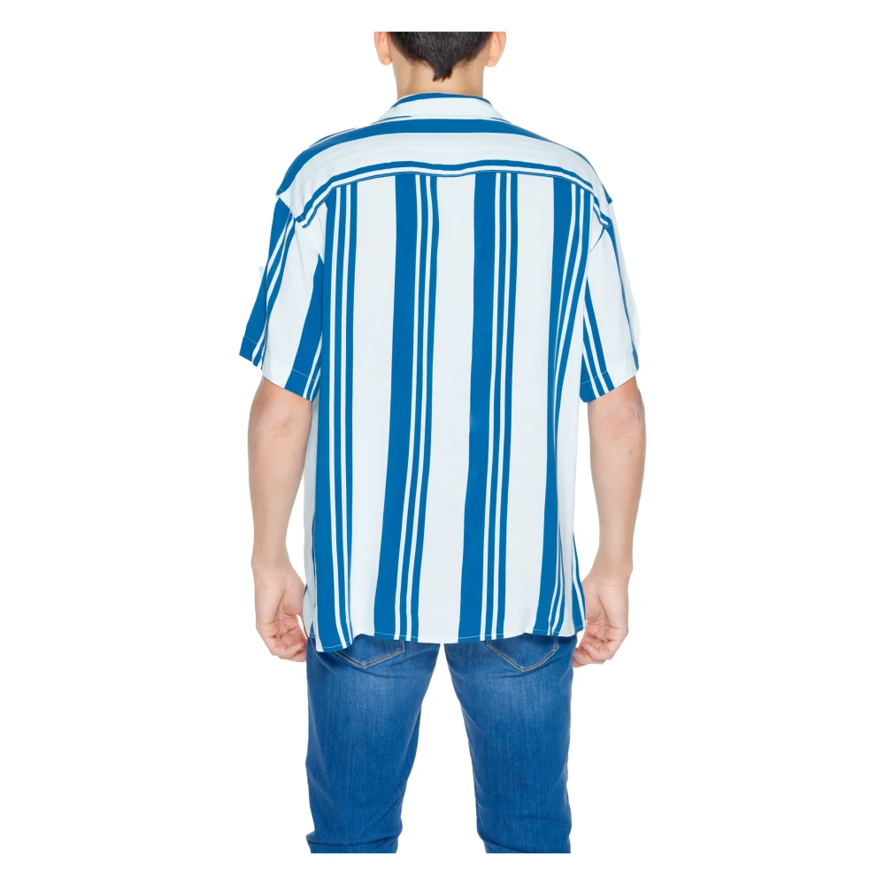 jack & jones Blauw Gestreept Kortemouw Overhemd Blue Heren
