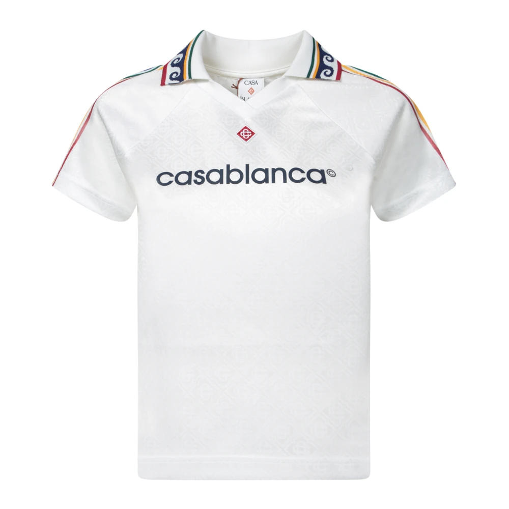 Casablanca Geometrisch Jacquard V-Hals T-Shirt White Dames