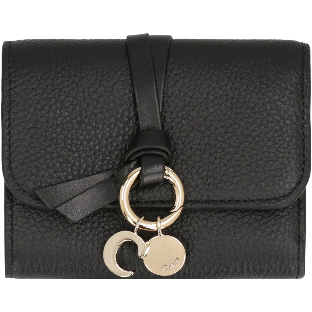 Chloé Women's Black Wallets & Cardholders, One Size, Alphabet Leather Tri-Fold Wallet