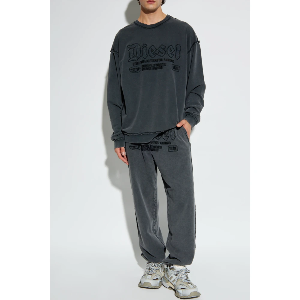 Diesel Sweatshirt met ruwe afwerking S-Boxt-Raw Gray Heren