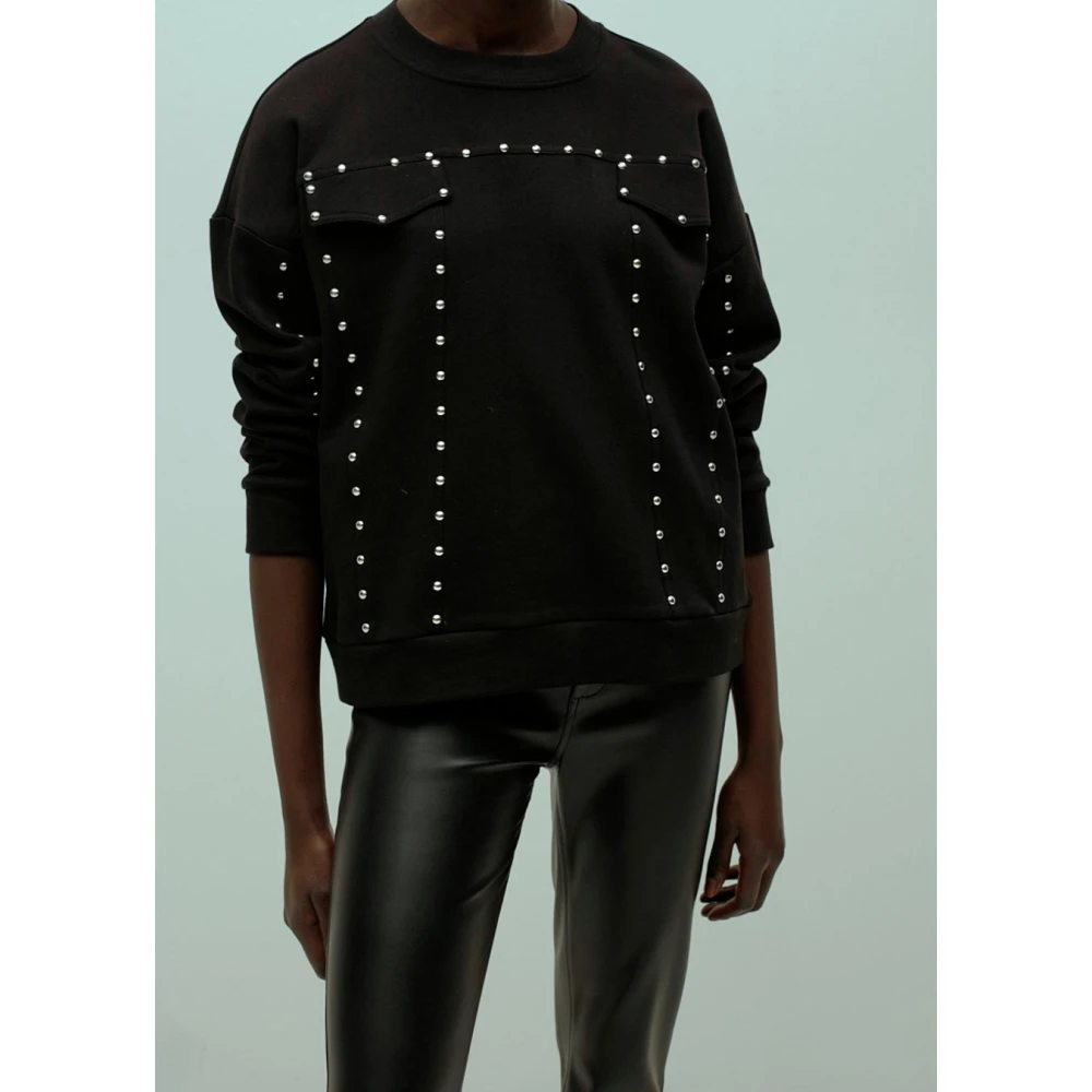 Homage Zwarte Vegan Leren Straight Jeans Sarah Black Dames