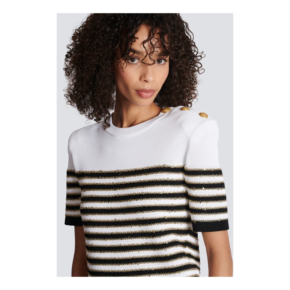 Balmain Gestreept gebreid topje White Dames