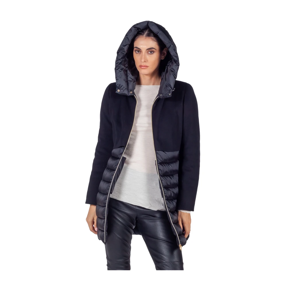 Emme DI Marella Zwarte Dubbellaagse Gewatteerde Pufferjas Black Dames