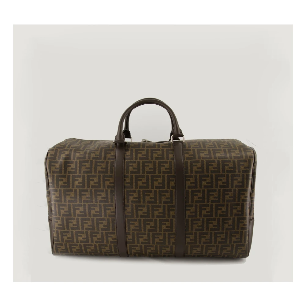 Fendi Geborduurde reistas met leer Brown Heren