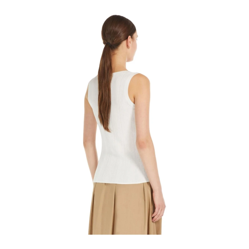 Max Mara Weekend Witte Geribbelde Ceylon Top White Dames