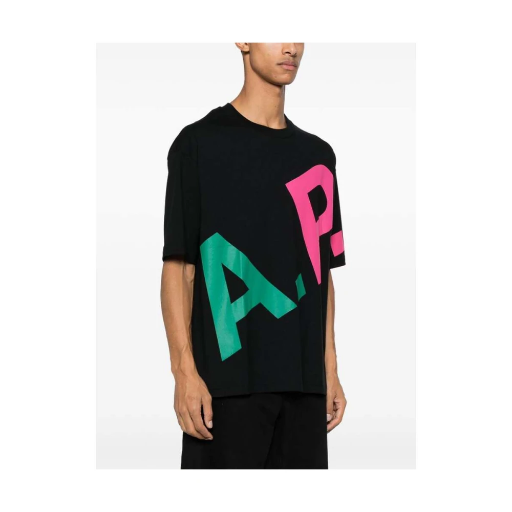 A.p.c. Logo Print Crew Neck T-shirt Black Heren