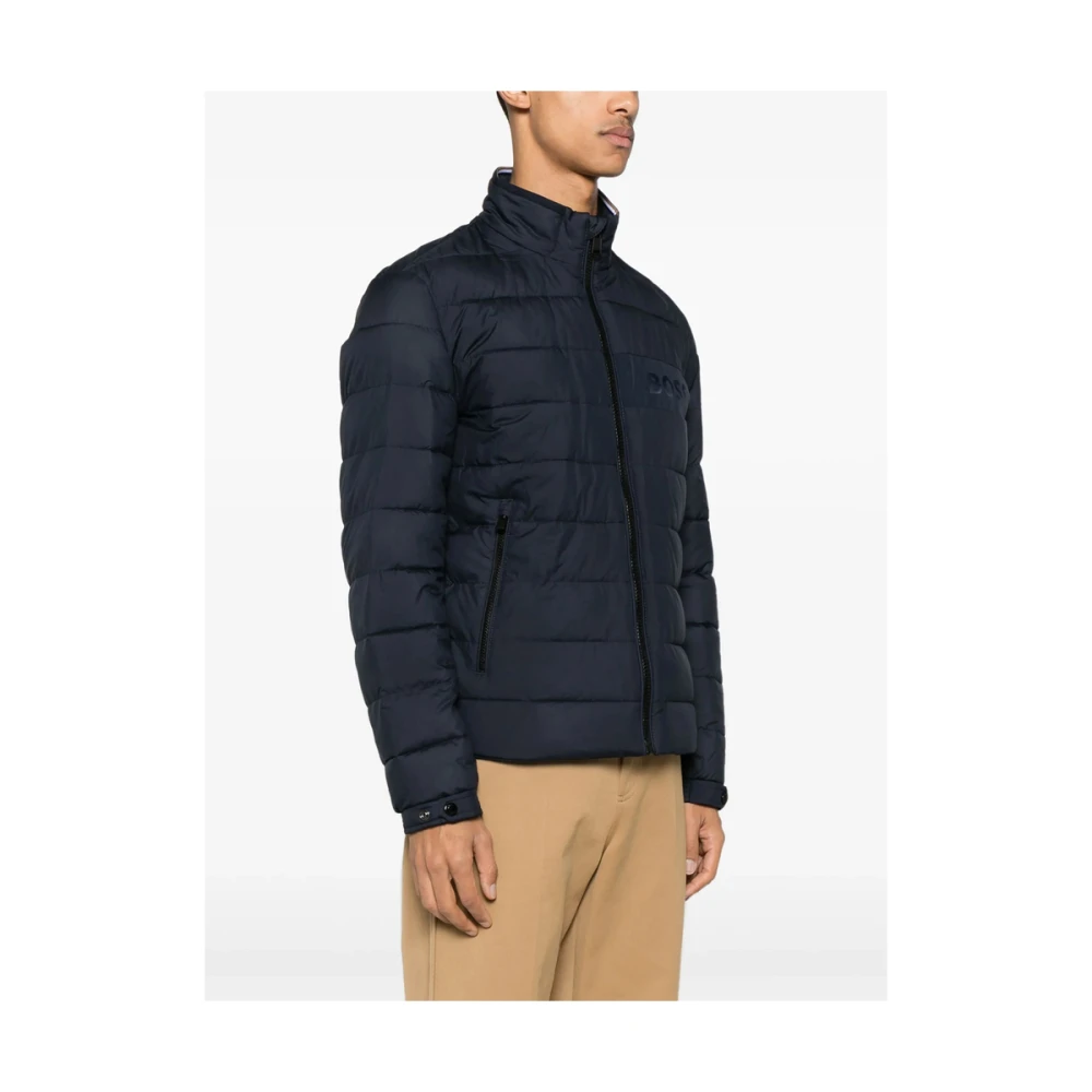 Hugo Boss Middernachtblauwe Rits Voorkant Buitenkleding Blue Heren