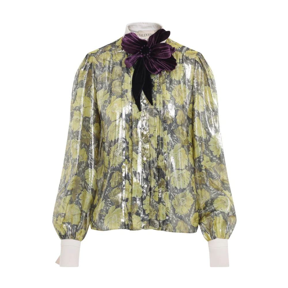 Valentino Women's Multicolor Lurex Shirt With Après L'hiver Poppies Print - Shirts - M - Blouses & Shirts